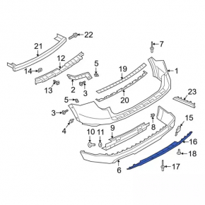 Rear bumper trim lower Ford Explorer 20-24 gray for 2 pipes, Limited