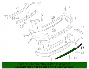 Rear bumper trim lower Ford Explorer 20-24 gray for 2 pipes, Limited