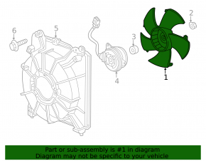 Right cooling fan impeller for Honda CRZ 11-16