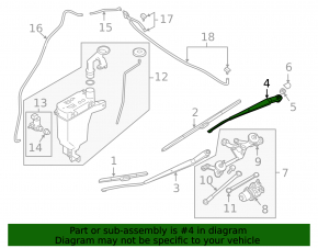 Left wiper arm Nissan Versa Note 13-17