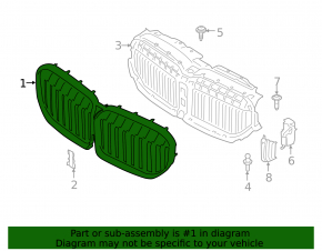Upper radiator grille BMW 7 G11 G12 20-22 rest, M package