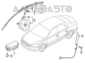 Airbag in the steering wheel driver VW Passat b7 12-15 USA shot, the chip is melted