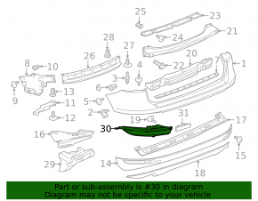 Rear bumper light left VW Touareg 11-14