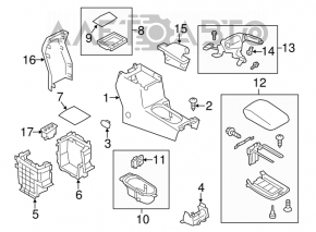 Central console Subaru Forester 14-18 SJ black, bare, scratches