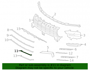 Upper grille molding for the front bumper, center left, Porsche Cayenne 19-23, gloss black, Base