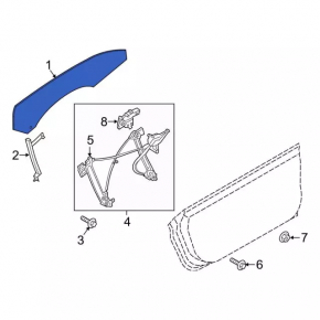 Front right door glass for a Ford Mustang mk6 15-coupe