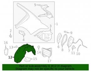 Rear right fender liner for Jaguar XE 20-20 R-Dynamic S