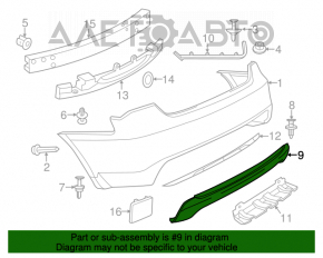Chrysler 200 11-14 rear bumper lip for two pipes