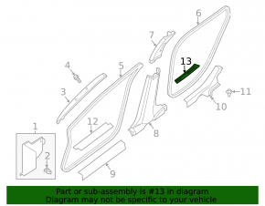 Door sill trim rear left outer Nissan Altima 13-18 black, scratches
