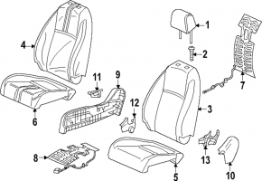 Passenger seat Honda CRV 23- without airbag, mechanical, heated, cloth black with orange stitching, Sport