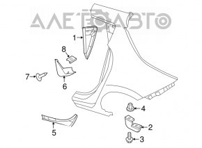 Mudguard rear left Nissan Leaf 11-17 graphite