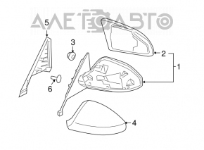 Right side mirror assembly for Infiniti FX35 FX45 03-06, 10 pins, white