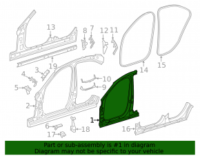 Body pillar central left Mercedes C-class W205 15-21