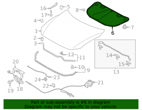 Mazda 6 hood insulation 2014-2017