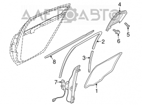 Mitsubishi Galant 04-12 rear right door window guide