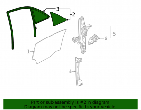 Door glass triangle rear left Cadillac CTS 14 - complete with glass seal