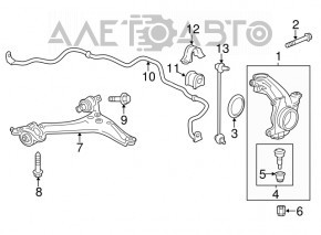 Trunnion with hub front right Acura TLX 15- FWD with casing