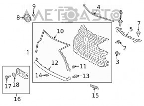 Grill molding upper Lexus RX350 RX450h 20-22