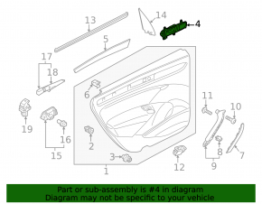 Door handle inner rear right VW Passat 20-22