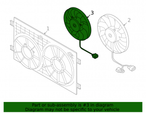 Right cooling fan Audi A3 8V 15-20 1.8T, 2.0T under diffuser with 2 vents