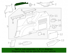 Rear pillar trim behind the window, upper right, Toyota Sienna 21-24, gray