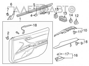 Front right window lifter control trim Toyota Camry v70 18-24 black