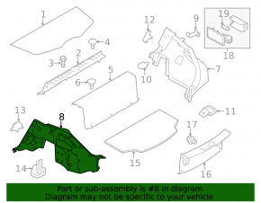 Left arch trim for Nissan Leaf 11-12