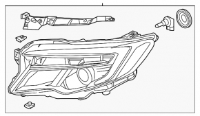 Honda Pilot 16-22 right front headlight with auto-dimming