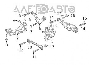 Rear right longitudinal control arm Honda Insight 19-22 rusty silent block, solid S/B