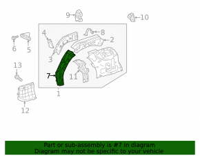 Lower reinforcement for the right fender apron of the Toyota Rav4 19-25