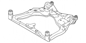 The front subframe of a Nissan Murano z52 19-24 AWD is rusty, with two cracked bushings.