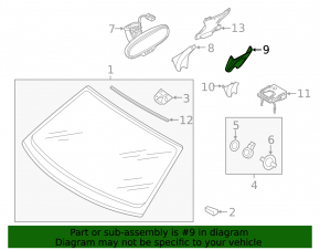 Audi Q5 80A 18-24 interior mirror trim black, broken mount