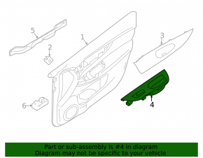 Rear Right Window Regulator Trim Nissan Rogue Sport 17-19 Structure, Black