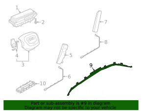 Left side curtain airbag for Audi Q3 83A 19-25, rusty squib