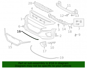 Molding lower grille front bumper central Hyundai Ioniq 17-22