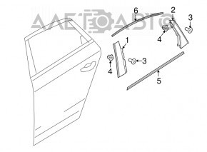 Molding door-glass central rear left Audi A4 B9 17-25 mat