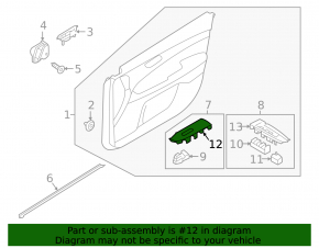 Front right window lift control trim Kia Forte 19-21 black