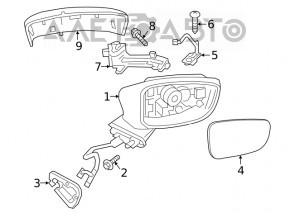 Right side mirror Mazda 6 17-21 empty