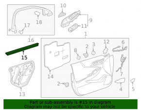 Glass seal inside front right door Chevrolet Malibu 16-
