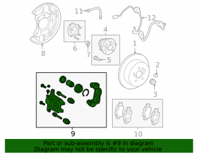 Rear left caliper assembly for Toyota Sienna 2010-2011