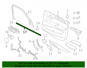 Glass seal inner door front left BMW X5 F15 14-18