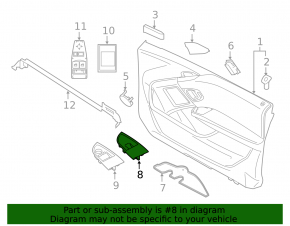 BMW i3 14-21 front right window lift control trim panel, black