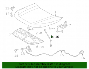 Bracket latch stick support hood Toyota Highlander 20-