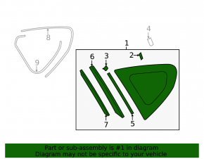 Rear left blind glass window Subaru XV Crosstrek 13-17
