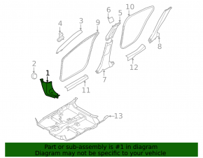 Front pillar trim lower left Nissan Sentra 20- black, scratches