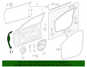Front left door seal on the end of the Lexus ES250 ES300h ES350 19-26