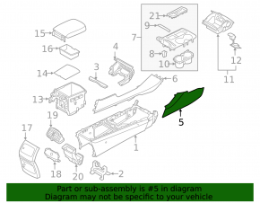 Kia Sorento 16-20 black front left side center console trim