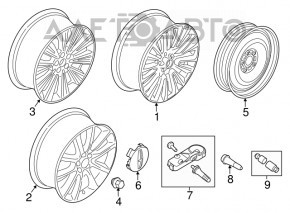 Spare tire space saver Ford Escape MK3 13-19 D17 155/70 disk corrosion