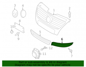 Left front bumper grille for VW CC 09-12 under fog lights
