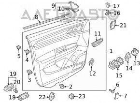 Door trim card front right VW Atlas 18-19 gray